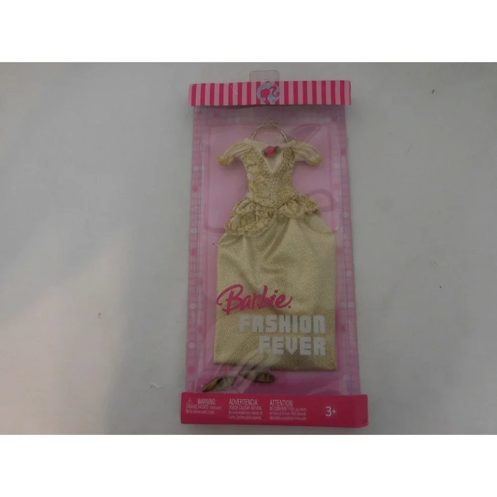 Barbie Fashion‎ Fever Gold Dress Shoes Tiara Pink Label New 2006  NRFB